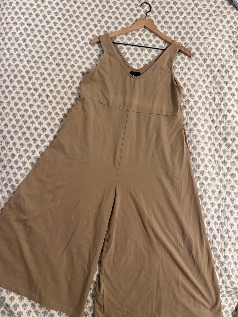 Sleeveless Wide-Leg Jumpsuit in Camel